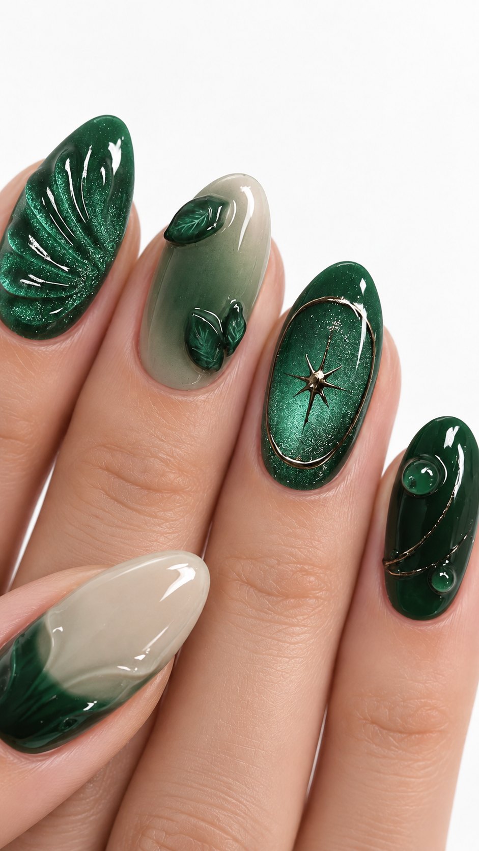 Malachite — Cat-eye vert profond & filets dorés