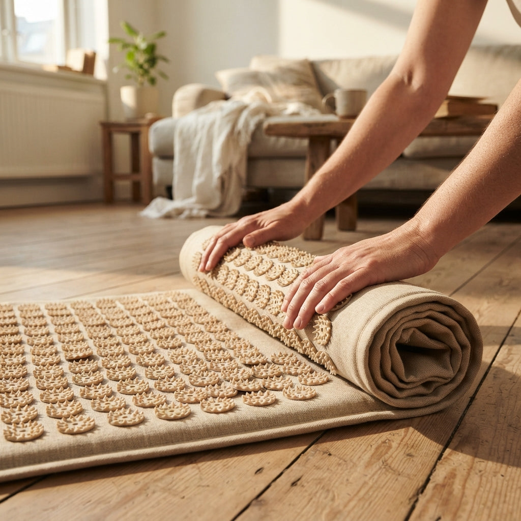 Déroulement du tapis d'acupression NÉLIA